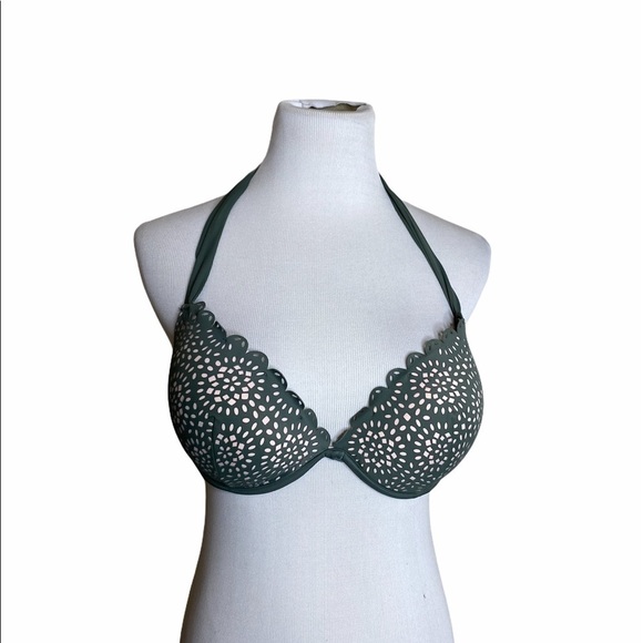 SHADE & SHORE Green Push Up Laser Cut Bikini Top - Picture 3 of 7